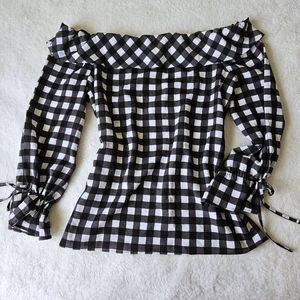 Banana Republic Gingham Off Shoulder Top